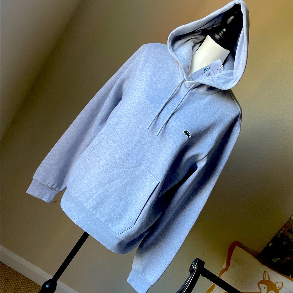 LACOSTE Grey Hooded Sweatshirt . NEW with Tags